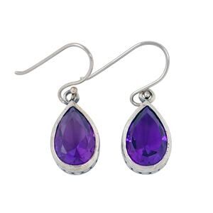 Vintage Sterling Silver 925 Amethyst Dangle Earrings